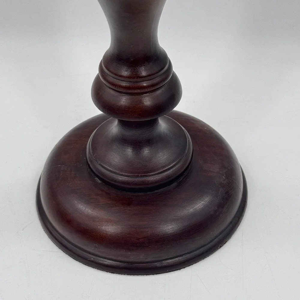 Pottery Barn Turned Wood Candle Holder Mahogany Taper Pillar 16